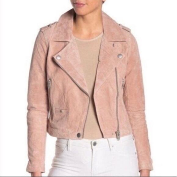 Blank NYC SL8 Genuine Suede Moto Jacket in Tan Sz S Cropped Lined Zip Closure - Picture 16 of 16